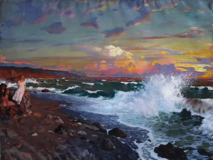 Framed Print : Sunset. Sea shore, Early 20th cen. Creator: Bobrovsky, Grigori Mikhailovich (1873-1942) Framed Print : Sunset. Sea shore, Early 20th cen. Creator: Bobrovsky, Grigori Mikhailovich (1873-1942)