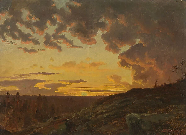 Sunset. Sketch, 1858. Creator: Johan Edvard Bergh