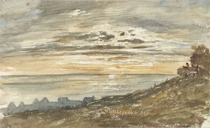 Framed Print : Sunset at Trouville, 1813-1869. Creator: Paul Huet Framed Print : Sunset at Trouville, 1813-1869. Creator: Paul Huet