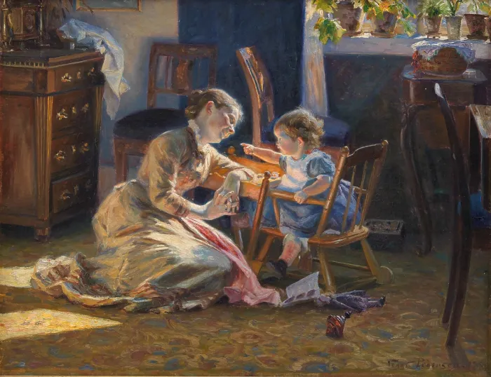 Framed Print : Sunshine in the Living Room. The Artist's Wife and Child, 1888. Creator: Pedersen, Viggo Christian Frederik Vilhelm (1854-1926). Sunshine in the Living Room. The Artist's Wife and Child, 1888 Framed Print : Sunshine in the Living Room. The Artist's Wife and Child, 1888. Creator: Pedersen, Viggo Christian Frederik Vilhelm (1854-1926). Sunshine in the Living Room. The Artist's Wife and Child, 1888