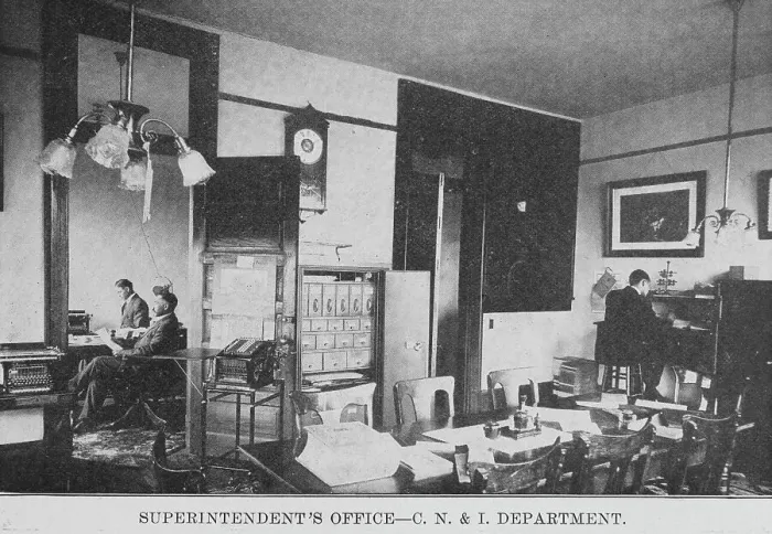 Framed Print : Superintendent's office- C. N. & I. Department, 1915. Creator: Unknown. Superintendent's office- C. N. & I. Department, 1915. Creator: Unknown Framed Print : Superintendent's office- C. N. & I. Department, 1915. Creator: Unknown. Superintendent's office- C. N. & I. Department, 1915. Creator: Unknown