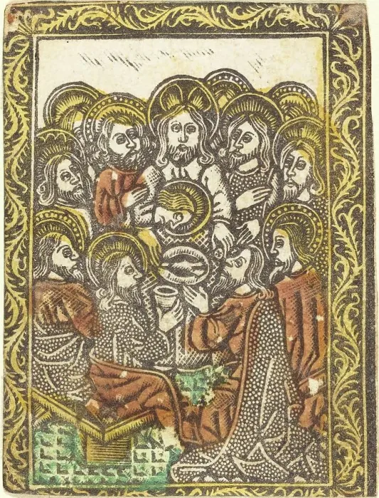 Framed Print : The Last Supper, 1460 / 1480. Creator: Master of the Borders with the Four Fathers of the Church Framed Print : The Last Supper, 1460 / 1480. Creator: Master of the Borders with the Four Fathers of the Church