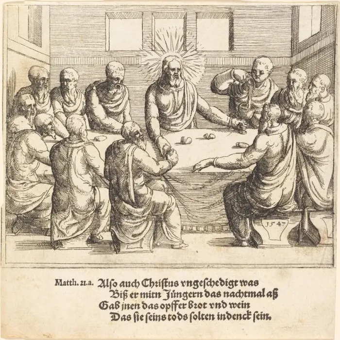Framed Print : The Last Supper, 1547. Creator: Augustin Hirschvogel