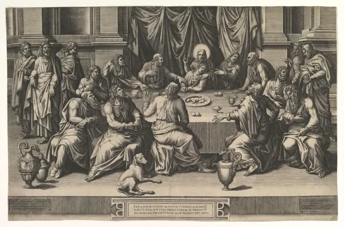 Framed Print : The Last Supper, 1551. Creator: Giorgio Ghisi Framed Print : The Last Supper, 1551. Creator: Giorgio Ghisi
