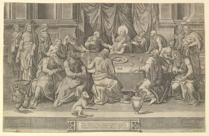 Framed Print : The Last Supper, 1564. Creator: Gaspare Osello Framed Print : The Last Supper, 1564. Creator: Gaspare Osello