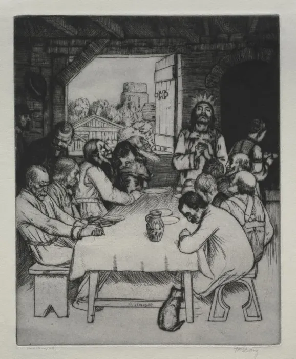 Framed Print : The Last Supper, 1889. Creator: William Strang (British, 1859-1921) Framed Print : The Last Supper, 1889. Creator: William Strang (British, 1859-1921)