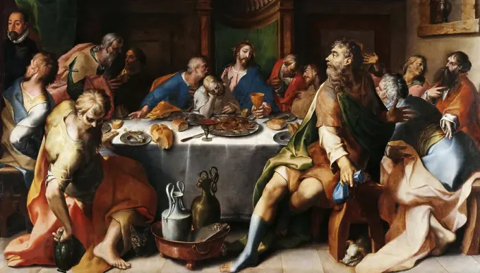 Framed Print : The Last Supper, ca 1580-1582. Creator: Hendricksz (d'Errico), Dirck (Teodoro) (1544-1618)