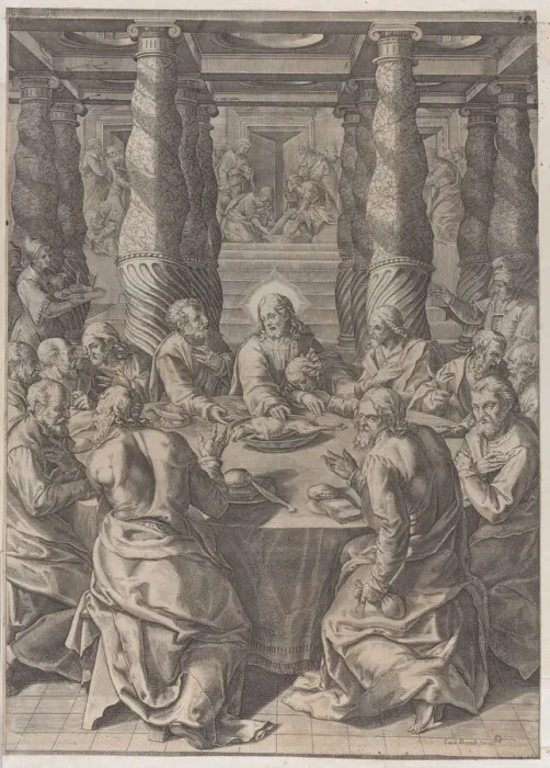 Framed Print : The Last Supper, ca. 1580. Creator: Giovanni Battista Mazza Framed Print : The Last Supper, ca. 1580. Creator: Giovanni Battista Mazza
