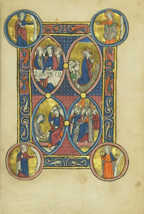 Framed Print : The Last Supper; Christ Washing the Apostles Feet; The Agony in the Garden, about 1250-1260. Creator: Unknown Framed Print : The Last Supper; Christ Washing the Apostles Feet; The Agony in the Garden, about 1250-1260. Creator: Unknown
