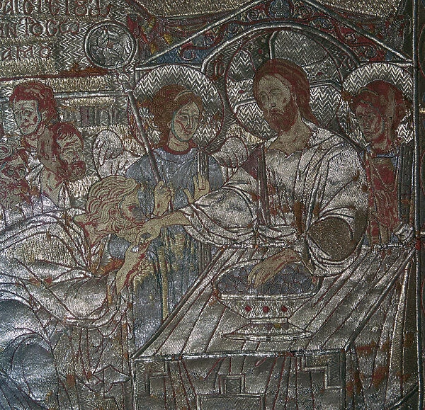 Detail of the Last Supper on embroidered vestments, 14th century