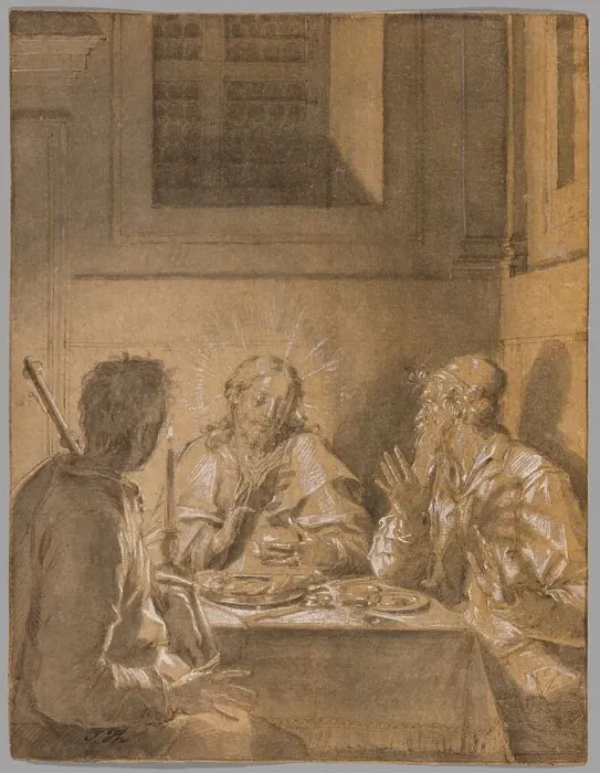 Framed Print : Supper at Emmaus, 1590 / 95. Creator: Peter Candid Framed Print : Supper at Emmaus, 1590 / 95. Creator: Peter Candid