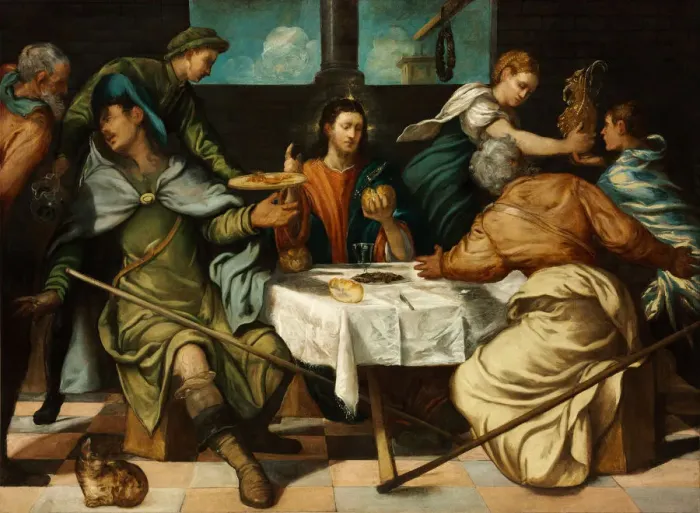 Framed Print : The Supper at Emmaus. Artist: Tintoretto, Jacopo (1518-1594) Framed Print : The Supper at Emmaus. Artist: Tintoretto, Jacopo (1518-1594)
