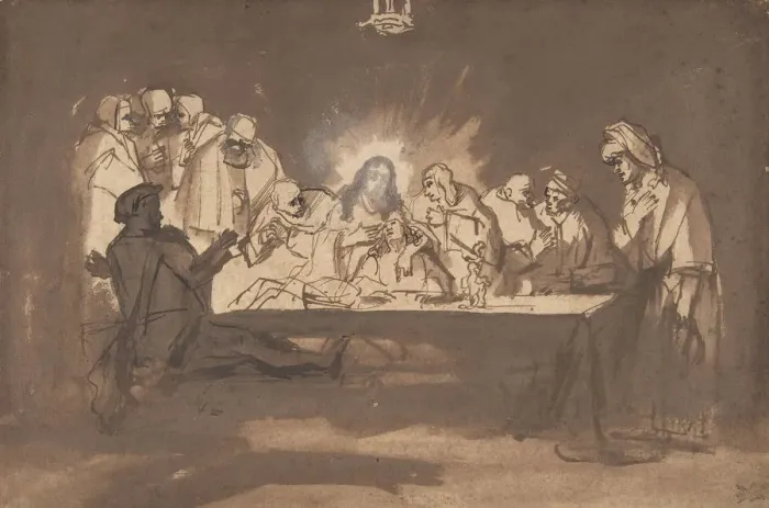 Framed Print : Last Supper, late 1650s. Creator: Philip Koninck Framed Print : Last Supper, late 1650s. Creator: Philip Koninck