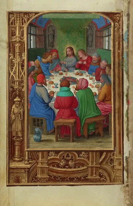 Framed Print : The Last Supper; Prayer Book of Cardinal Albrecht of Brandenburg, about 1525-1530. Creator: Simon Bening Framed Print : The Last Supper; Prayer Book of Cardinal Albrecht of Brandenburg, about 1525-1530. Creator: Simon Bening