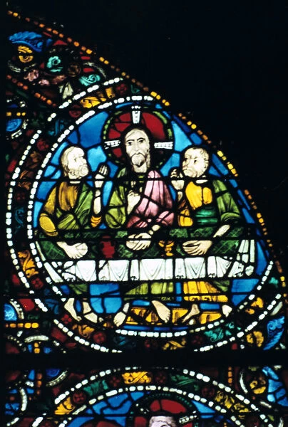 The Last Supper, stained glass, Chartres Cathedral, France, 1194-1260