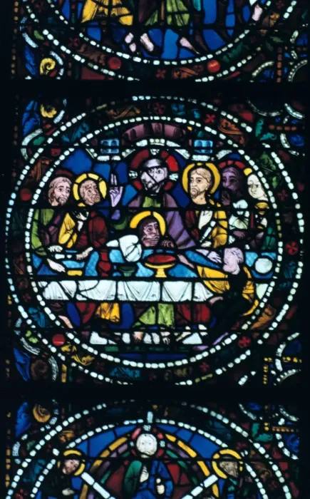 Framed Print : The Last Supper, stained glass, Chartres Cathedral, France, 1205-1215