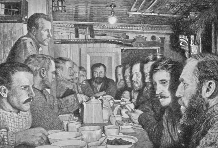 Framed Print : At the Supper Table, 14 February, 1895, 1895, (1897). Artist: Johan Nordhagen Framed Print : At the Supper Table, 14 February, 1895, 1895, (1897). Artist: Johan Nordhagen