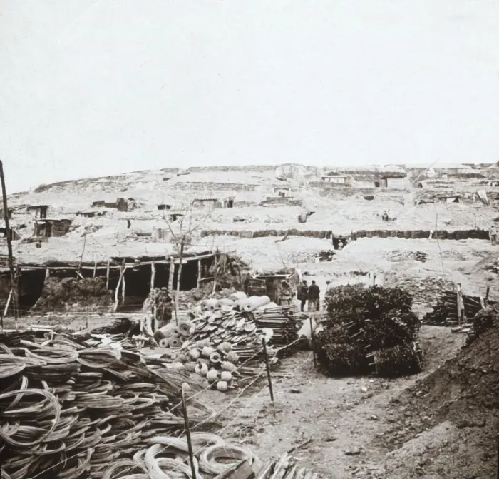 Framed Print : Supplies depot, Massiges, northern France, c1914-c1918 Framed Print : Supplies depot, Massiges, northern France, c1914-c1918