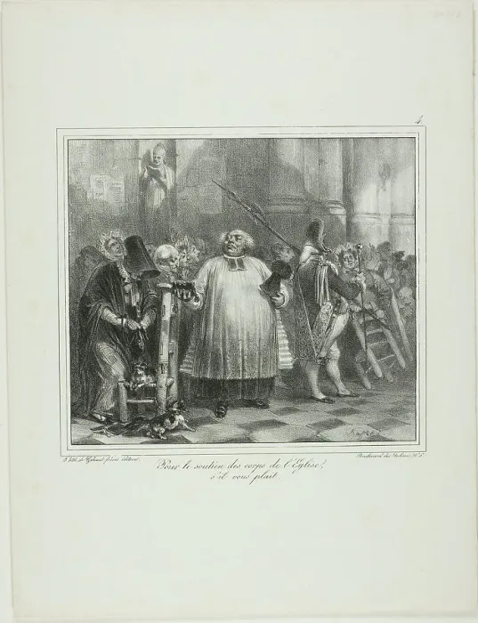 Framed Print : For the Support of the Church Staff, if You Please... 1831. Creator: Auguste Raffet Framed Print : For the Support of the Church Staff, if You Please... 1831. Creator: Auguste Raffet