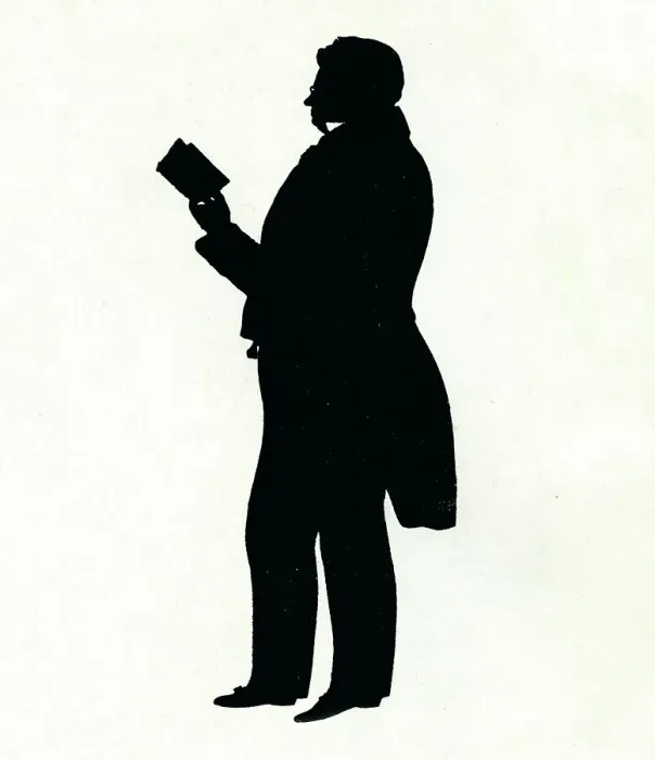 Framed Print : Supposititious Silhouette of William Makepeace Thackeray Reading, c19th century. (1911) Framed Print : Supposititious Silhouette of William Makepeace Thackeray Reading, c19th century. (1911)
