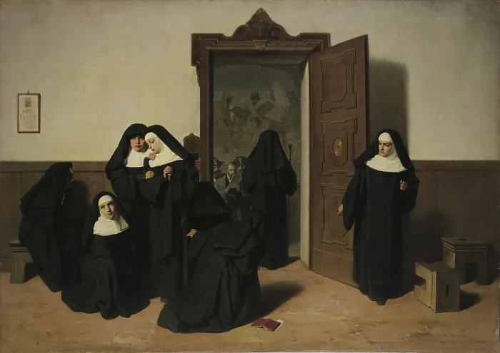 Framed Print : The suppression of the monastery, 1867. Creator: Mazza, Giuseppe (1817-1884) Framed Print : The suppression of the monastery, 1867. Creator: Mazza, Giuseppe (1817-1884)