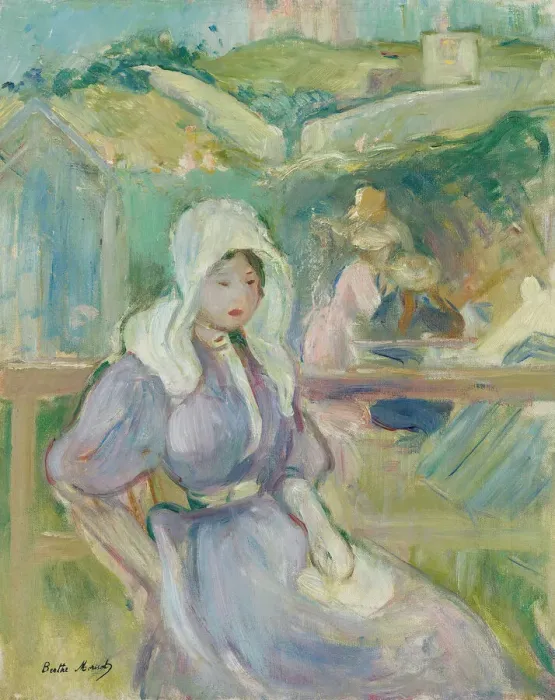 Framed Print : Sur la Plage aPortrieux, 1894. Creator: Morisot, Berthe (1841-1895) Framed Print : Sur la Plage aPortrieux, 1894. Creator: Morisot, Berthe (1841-1895)