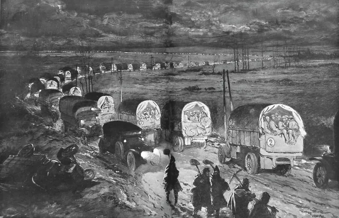 Framed Print : Sur la Route de bar a Verdun; de fevrier a juillet 1916, derriere la ligne de bataille... 1916. Creator: Georges Bertin Scott Framed Print : Sur la Route de bar a Verdun; de fevrier a juillet 1916, derriere la ligne de bataille... 1916. Creator: Georges Bertin Scott