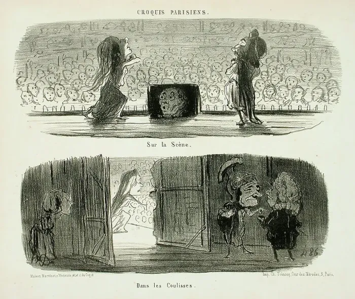 Framed Print : Sur la scène / Dans les coulisses, 1853. Creator: Honore Daumier Framed Print : Sur la scène / Dans les coulisses, 1853. Creator: Honore Daumier