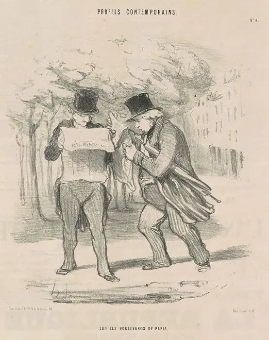 Framed Print : Sur les boulevards de Paris, 19th century. Creator: Honore Daumier Framed Print : Sur les boulevards de Paris, 19th century. Creator: Honore Daumier