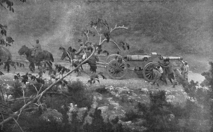Framed Print : Sur les champs de bataille Macedoniens de Gornitchevo et du Kaimaktchalan; Batterie de... 1916. Creator: Unknown Framed Print : Sur les champs de bataille Macedoniens de Gornitchevo et du Kaimaktchalan; Batterie de... 1916. Creator: Unknown