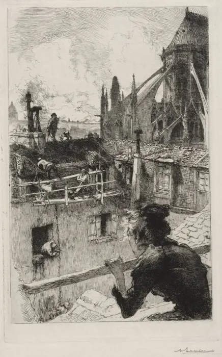 Framed Print : Sur les Toits pres Notre Dame, 1893. Creator: Auguste Louis Lepere (French, 1849-1918) Framed Print : Sur les Toits pres Notre Dame, 1893. Creator: Auguste Louis Lepere (French, 1849-1918)