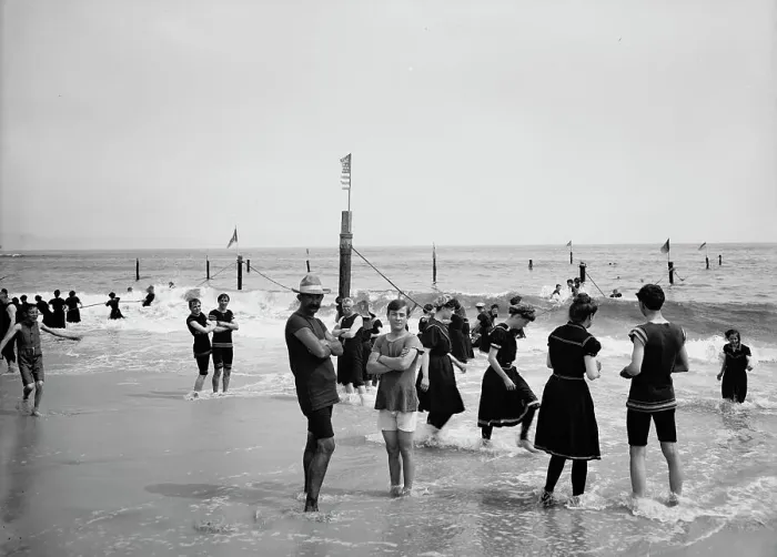 Framed Print : Surf bathing, between 1900 and 1905. Creator: Unknown Framed Print : Surf bathing, between 1900 and 1905. Creator: Unknown