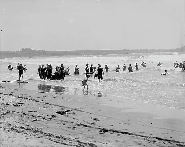 Surf bathing at Easton's Beach, Newport, R.I. between 1900 and 1905. Creator: Unknown
