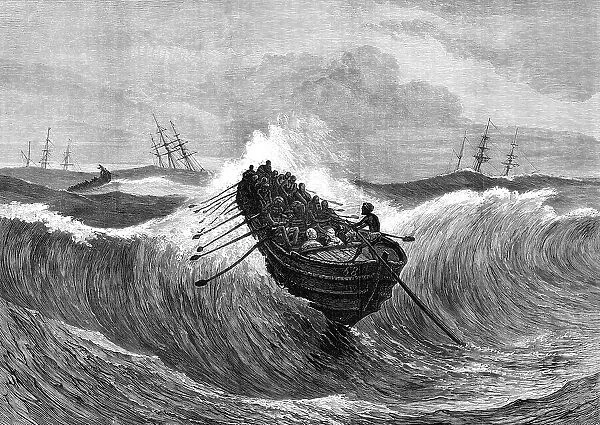 Surf-boat at Madras going out to a ship, 1876. Creator: J Greenaway