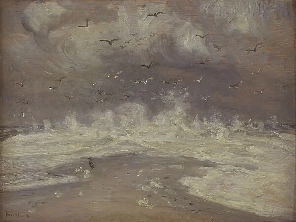 Surf at the North Coast of Jutland;Stormy Weather at Skagen, 1918. Creator: Michael Peter Ancher