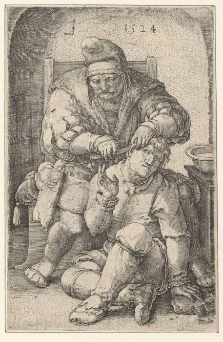 Framed Print : The Surgeon, 1524. Creator: Lucas van Leyden Framed Print : The Surgeon, 1524. Creator: Lucas van Leyden