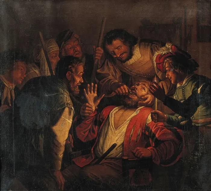 Framed Print : A surgeon extracting a tooth, c1640s. Creator: Unknown Framed Print : A surgeon extracting a tooth, c1640s. Creator: Unknown