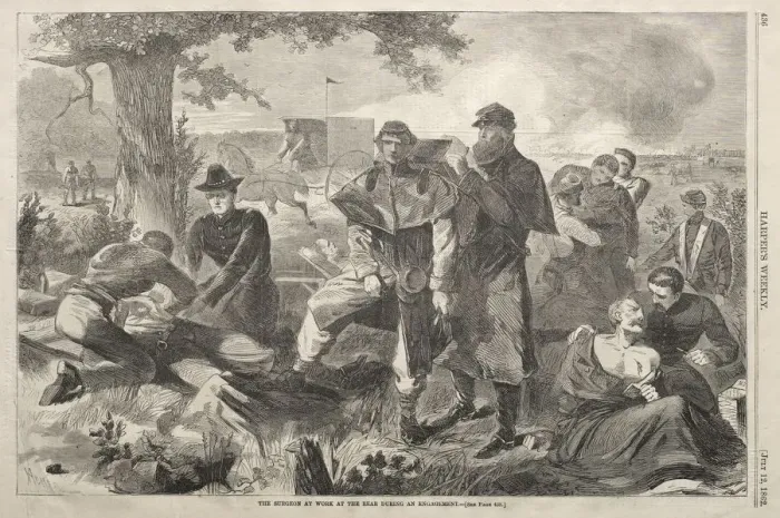 Framed Print : The Surgeon at Work at the Rear during an Engagement, 1862. Creator: Winslow Homer (American Framed Print : The Surgeon at Work at the Rear during an Engagement, 1862. Creator: Winslow Homer (American