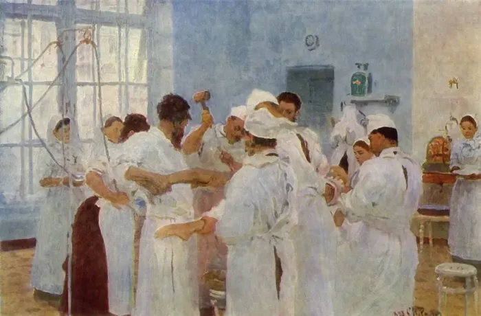 Framed Print : Surgeon Yevgeni Vasilyevich Pavlov (1845-1916) in the Operating Theatre, 1888, (1965) Framed Print : Surgeon Yevgeni Vasilyevich Pavlov (1845-1916) in the Operating Theatre, 1888, (1965)