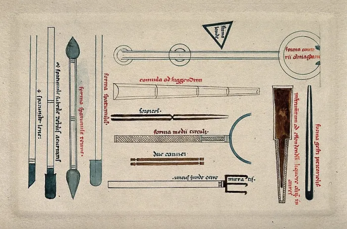 Framed Print : Surgical instruments, mainly cannulae and spatulas. Creator: Unknown Framed Print : Surgical instruments, mainly cannulae and spatulas. Creator: Unknown