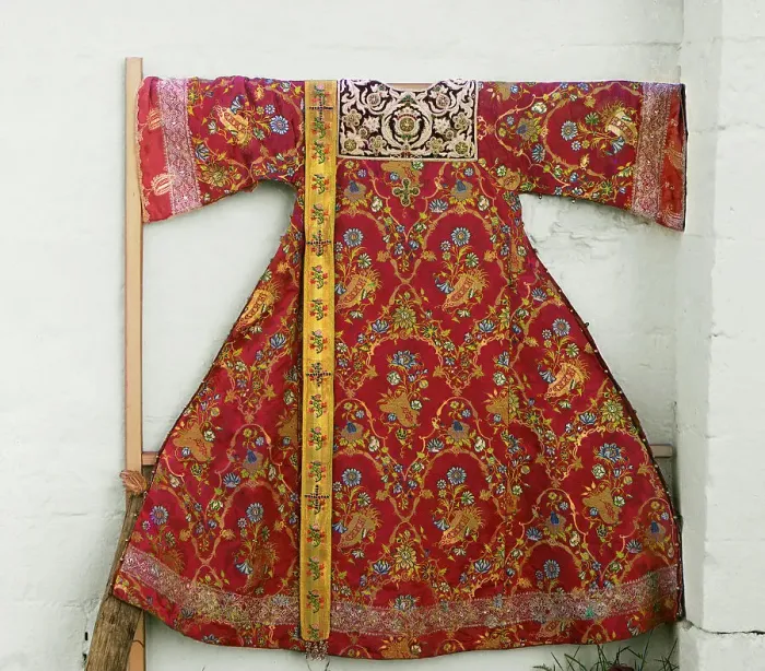 Framed Print : Surplice sewn by tsarevnas, the sisters of Peter the Great, Trinity Monastery, Aleksandrov, 1911. Creator: Sergey Mikhaylovich Prokudin-Gorsky Framed Print : Surplice sewn by tsarevnas, the sisters of Peter the Great, Trinity Monastery, Aleksandrov, 1911. Creator: Sergey Mikhaylovich Prokudin-Gorsky
