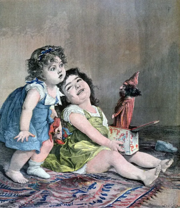 Framed Print : The Surprise, 1891. Artist: F Meaulle Framed Print : The Surprise, 1891. Artist: F Meaulle