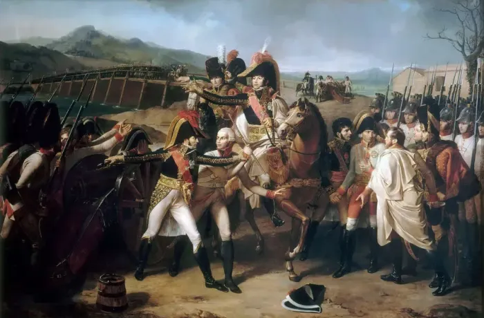 Framed Print : Surprise at the bridge over the Danube on 13 November 1805. Artist: Lethiere, Guillaume Guillon (1760-1832) Framed Print : Surprise at the bridge over the Danube on 13 November 1805. Artist: Lethiere, Guillaume Guillon (1760-1832)