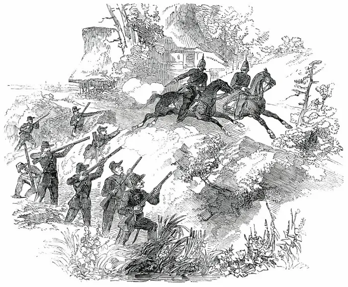Framed Print : Surprise of Holstein Patrol, 1850. Creator: Unknown Framed Print : Surprise of Holstein Patrol, 1850. Creator: Unknown