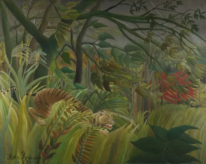 Framed Print : Surprised!, 1891. Artist: Rousseau, Henri Julien Felix (1844-1910) Framed Print : Surprised!, 1891. Artist: Rousseau, Henri Julien Felix (1844-1910)