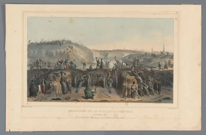 Framed Print : Surrender of the Citadel of Antwerp, 1832, (1833). Creator: Auguste Raffet Framed Print : Surrender of the Citadel of Antwerp, 1832, (1833). Creator: Auguste Raffet