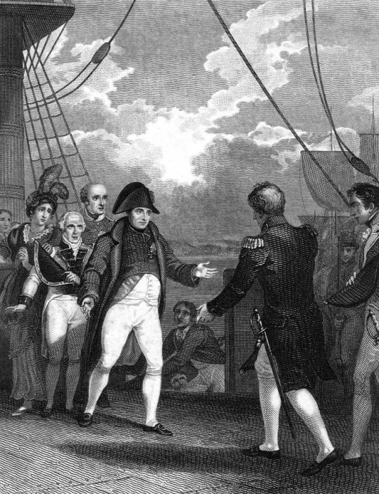 Framed Print : The Surrender of Napoleon, 1817. Artist: CT Dixon Framed Print : The Surrender of Napoleon, 1817. Artist: CT Dixon