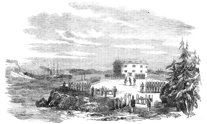Framed Print : Surrender of the Tower of Prasto, Bomarsund, 1854. Creator: Unknown Framed Print : Surrender of the Tower of Prasto, Bomarsund, 1854. Creator: Unknown