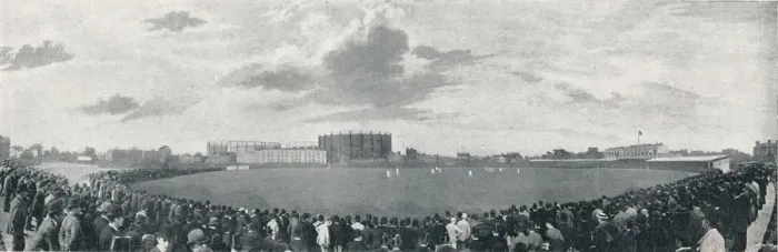 Framed Print : Surrey and Australians Cricket March at Kennington Oval, c1896. Artist: E Hawkins and Co Framed Print : Surrey and Australians Cricket March at Kennington Oval, c1896. Artist: E Hawkins and Co