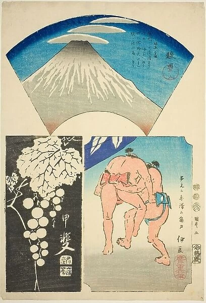 Suruga, Kai, and Izu, no. 5 from the series 'Cutout Pictures of the Provinces (Kunizukushi... 1852. Creator: Ando Hiroshige. Suruga, Kai, and Izu, no. 5 from the series 'Cutout Pictures of the Provinces (Kunizukushi... 1852)